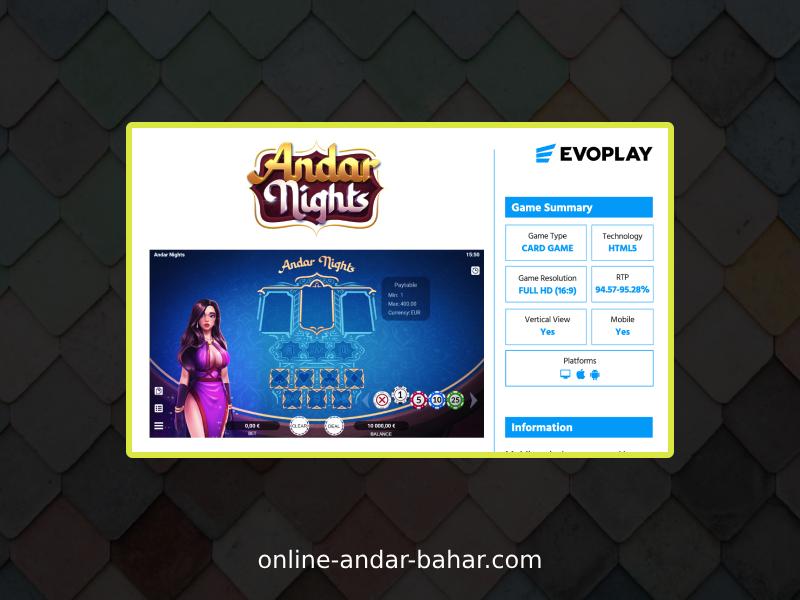 Key Features of Andar Nights from Evoplay